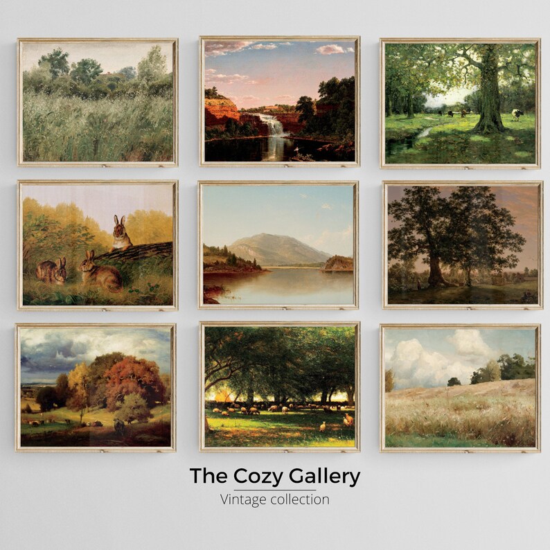 Autumn Vintage Gallery Printable Art Set of 9, Warm Tone Fall Gallery ...