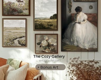 French Cottage gallery set 6, Elegant Farmhouse decor neutral vintage prints, Neutral Best Seller Printable art