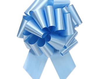 Baby Blue Pull Bows for gift baskets, hampers, baby showers,  floristry, party decor, church pews, balloon decor (32mm / 50mm - PACK OF 10)