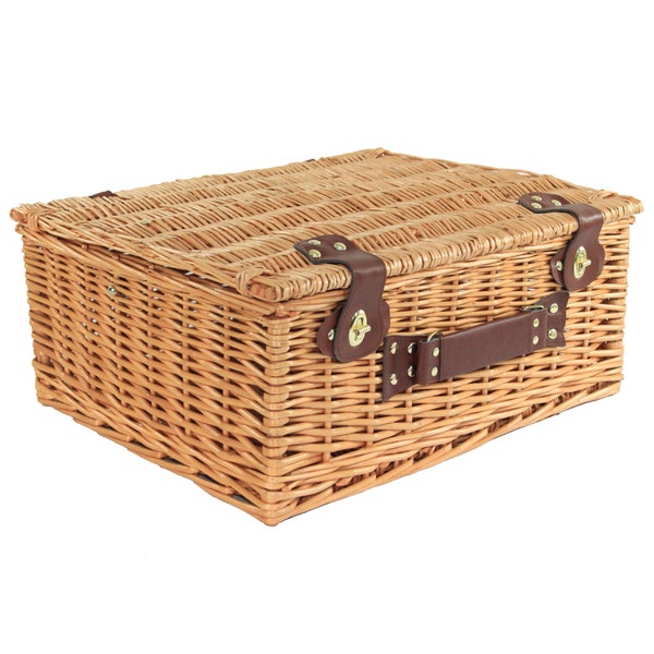 Empty Wicker Hamper Basket with Lid for Gift Baskets, Christmas Hampers, Picnics and Storage - 18" NATURAL WICKER (45x38x20cm)