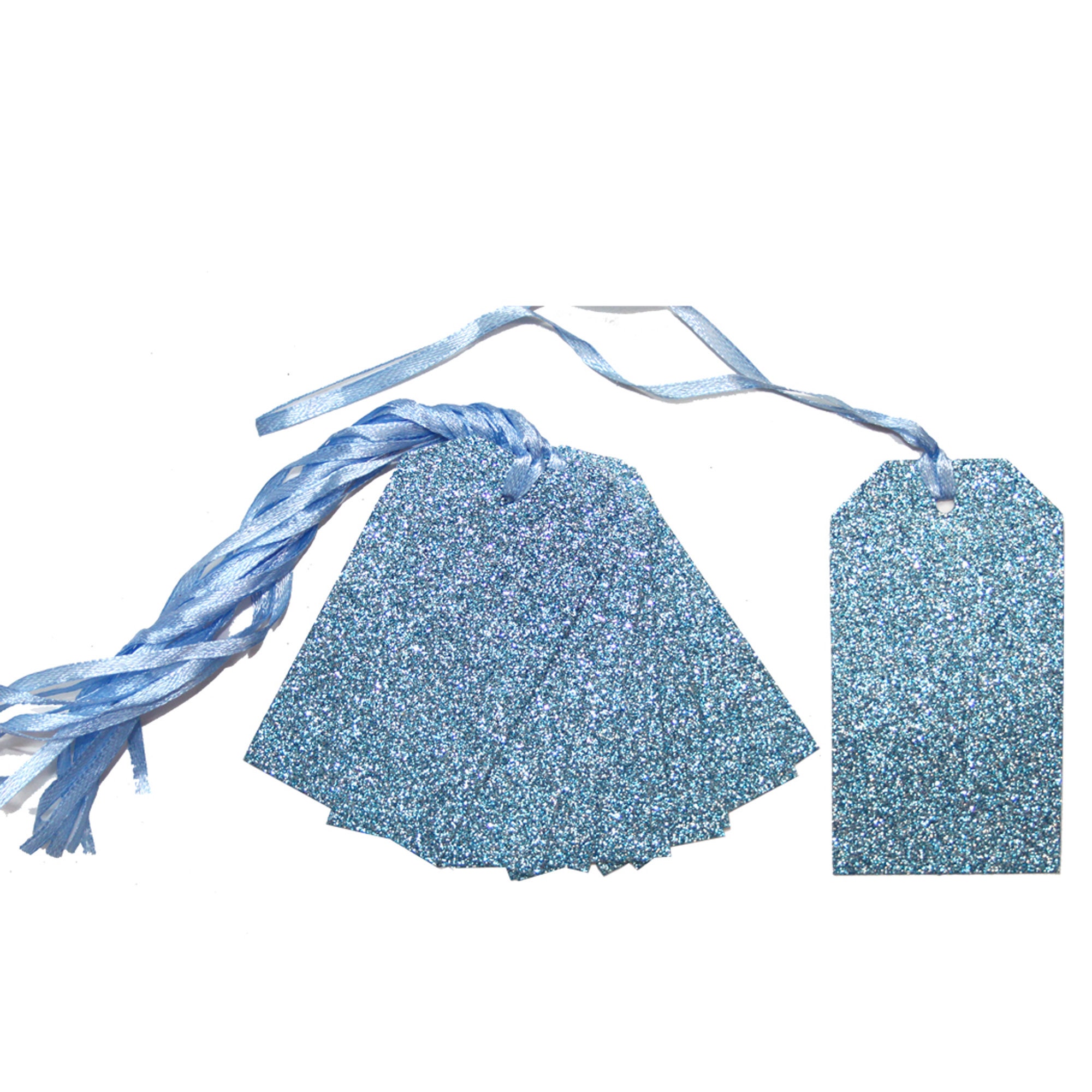 Glittery Blue Gift Tags & Tying Ribbon - Gift Tags for Christmas ...
