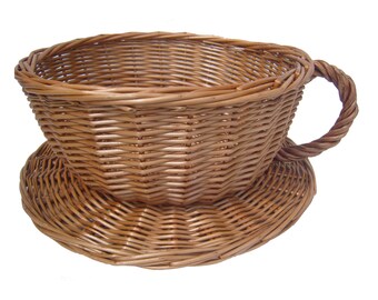 Wicker Tea Cup Basket - Novelty Hamper, Storage and Shop Display