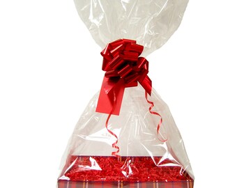 Red Tartan Gift Basket Kit – DIY Hamper with Bow & Tag