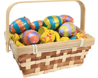 Mini Easter Baskets with Folding Handles - Small shoppers for sweets, chocolate, kid's treasure hunt - 15x10x6cm high