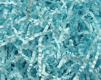 Baby Blue Crinkle Zig Zag Shredded Packing Paper - Recyclable Eco-Friendly Packaging - Gift Hamper Basket Filler (200g or 1KG)