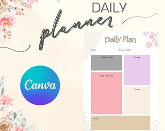 Daily Planner Printable, Minimal Daily Schedule, Daily Organizer, Daily Agenda, Daily Planner, Daily Schedule, Daily Checklist