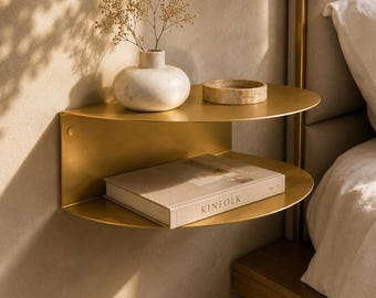 Gold Floating Nightstand Wall Mounted Bedside Shelf