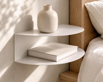 White Floating Shelf, Wall Mounted Metal Shelf, Minimalist Storage Rack