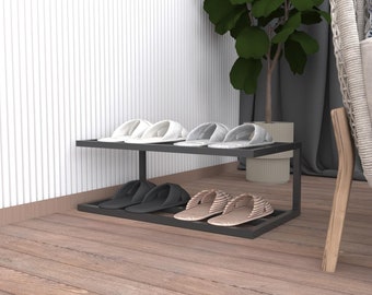 Slipper Shoe Stand Rack Storage, Housewarming Gift, Metal Slipper Holder that Complements Your Home Decor