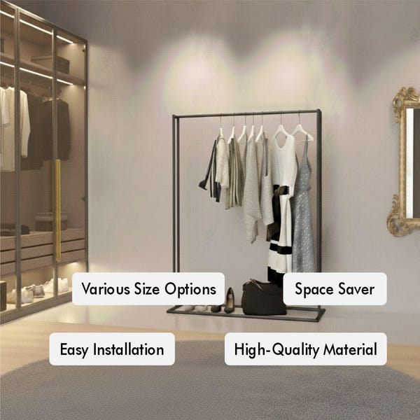 Modern Metal Clothing Rack , Minimalist Open Wardrobe Organizer