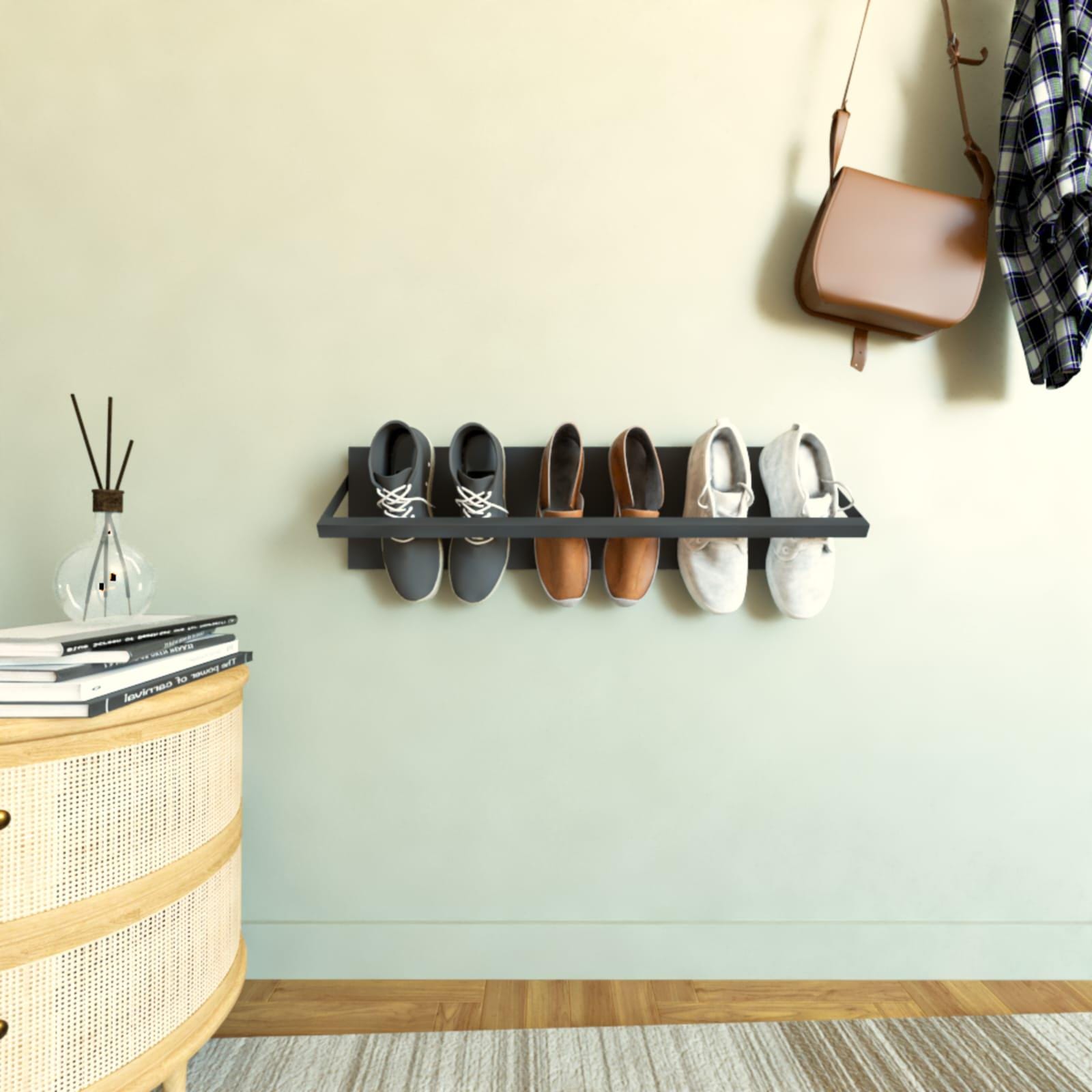 Sweeper Shoe Rack Shoe Storage, Wall Mounted Shoe and Slipper Rack, Minimalist Metal ...