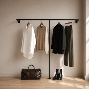 Wall Mounted Clothing Rack, Modern Metal Garment Rack, Open Closet Organizer