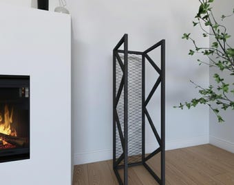 Metal Firewood Rack, Modern Outdoor Log Holder, Decorative Log Storage Rack