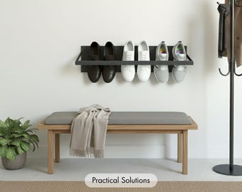 Wall Mounted Shoe Rack | Industrial Entryway Organizer