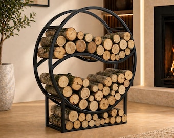 Round Metal Firewood Rack, Minimalist Firewood Storage Stand