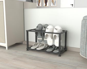 Compact Metal Shoe Rack, Industrial Metal Shelf for Hallway, Minimalist Slipper Organizer, Housewarming Gift, Slipper Rack for Entryway