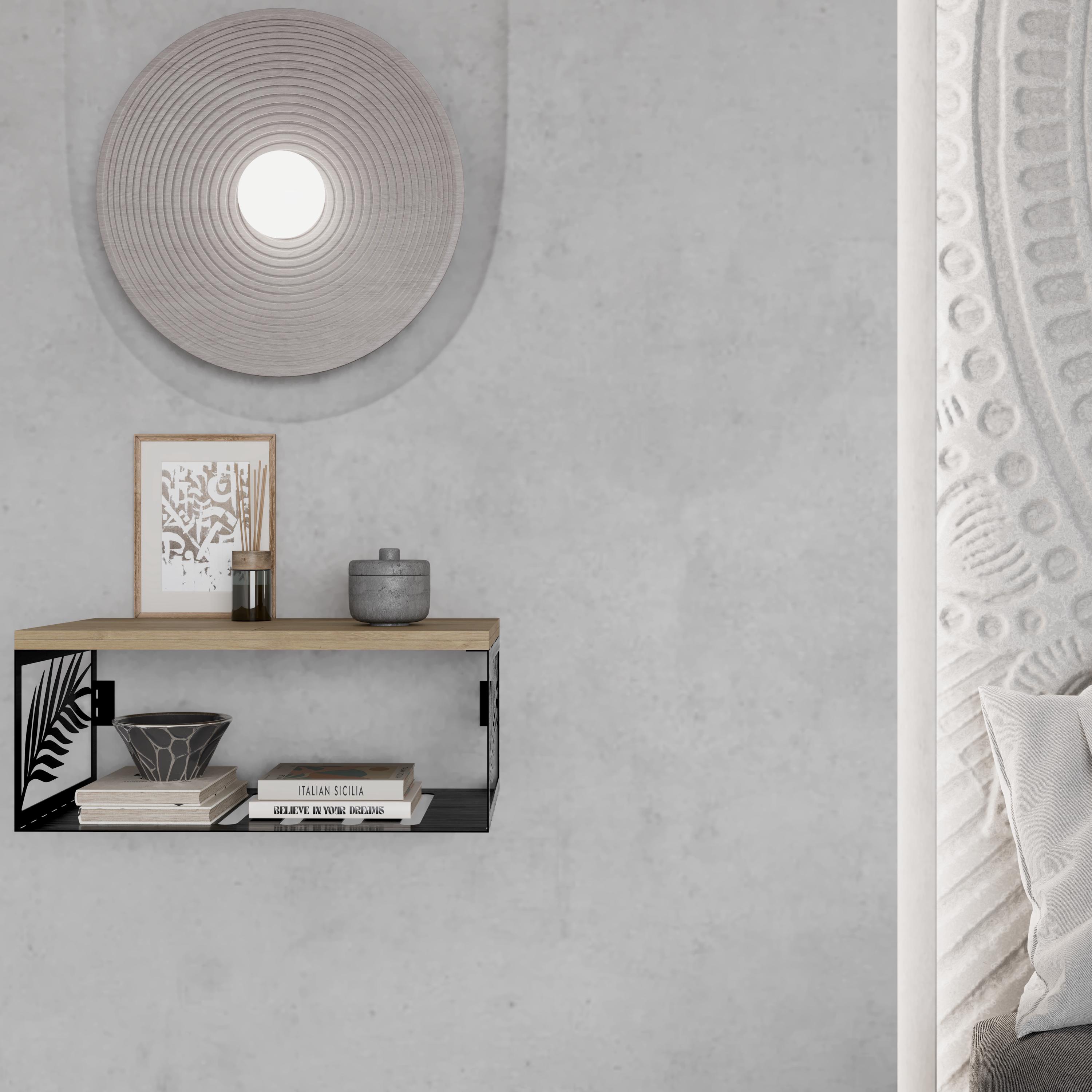 Minimalist Metal Wall Shelf With Palm Leaf Design, Modern Industrial ...