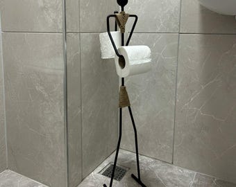Modern Metal Toilet Paper Holder, Stick Man Bathroom Stand, Minimalist Toilet Roll Organizer