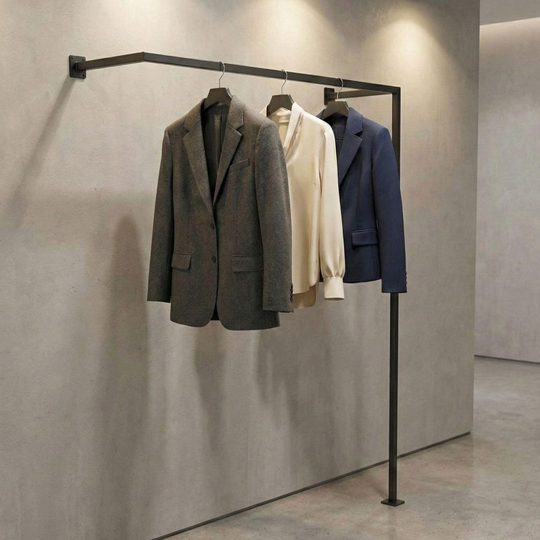 Metal Clothing Rack, Wall Mounted Garment Rack, Industrial Pipe Clothes ...