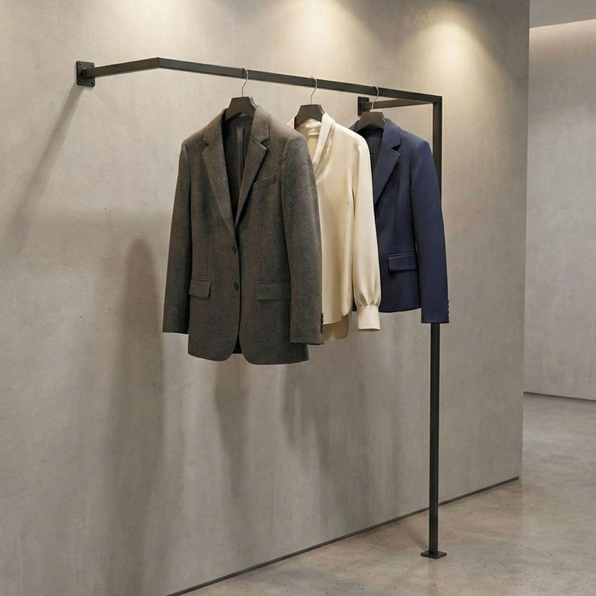 Metal Clothing Rack, Wall Mounted Garment Rack, Industrial Pipe Clothes ...