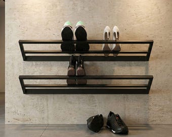 Wall Mounted Metal Shoe Rack, Modern Slipper Holder, Industrial Floating Shoe Shelf, Entryway Organizer, Metal Boot Rack