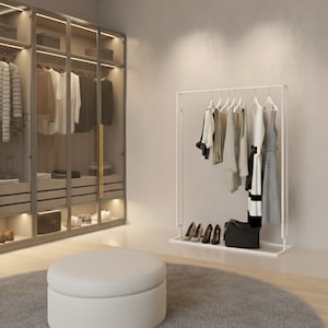 Modern metalen kledingrek, minimalistische open garderobekast