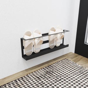 Wall Mounted Shoe and Slipper Rack, Minimalist Metal Slipper and Shoe Organizer, Shoe Storage, Housewarming Gift, Storage for Entryway