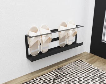 Wall Mounted Shoe and Slipper Rack, Minimalist Metal Slipper and Shoe Organizer, Shoe Storage, Housewarming Gift, Storage for Entryway