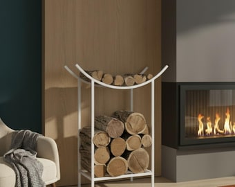 Modern Firewood Log Holder Rack, Housewarming Gift