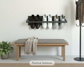 Wall Mounted Shoe Rack, Minimalist Metal Entryway Organizer