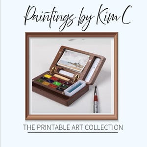 All-in-One Watercolor Wooden Palette w/ Water Pan, Paper & Brush, Travel Palette, Brush Holder, Plein Air Painting, Urban Sketch