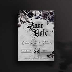 GOTHIC HALLOWEEN Save the Date Vorlage | Gruselige Blumen Save the Date digitaler Download | Leicht zu Bearbeiten | Digitaler Download