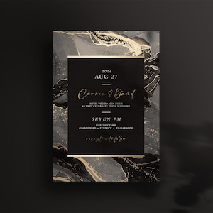 MARBLE Wedding Invite Luxe Black and Gold Invitation Wedding Template Printable Wedding Invite Easy to Edit Digital Download