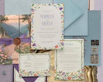 Botanical Wedding Invitation Template Set: Editable Floral Design (Digital Template)