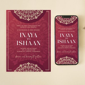 ELEGANT Indian Wedding Invitation Template Modern Luxury Indian Digital Wedding Evite Mandala Hindu Wedding Invite Edit Template Download