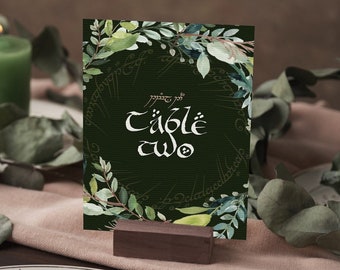 LOTR Wedding Table Numbers Editable Template Geek Wedding Elven Sign Printable Custom Table Cards Digital Download