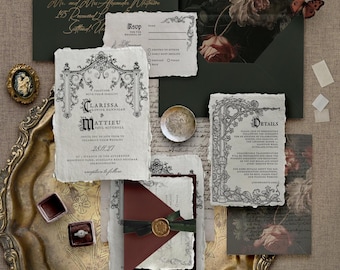 Gothic Wedding Invitation Template Set, Editable Vintage Goth Wedding Invite, Elegant Fantasy Wedding, Medieval Invitation, Digital Download