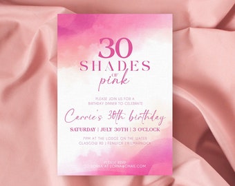 Shades of Pink Birthday Invitation Editable Template Birthday Invite Printable Template Invite Shades of Pink Invitation Digital Download