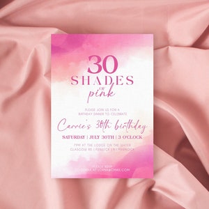 Shades of Pink Birthday Invitation Editable Template Birthday Invite Printable Template Invite Shades of Pink Invitation Digital Download