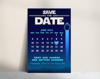 Nerdy Wedding Save the Date Template Sci Fi Geek Wedding Invitation Editable Template Digital Download DIY Wedding Print at Home Templett