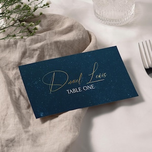 Modèle modifiable de cartes de visite de mariage de rêve, marque-places de mariage ACOTAR, tente pliage mariage céleste nom imprimable cartes de mariage à télécharger