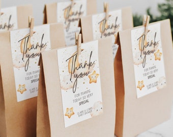 We Are Over The Moon Baby Shower Gift Tag Template, Boho Baby Shower Favor Tag, Editable Thank You Tag, Baby Shower Favors, Digital Download