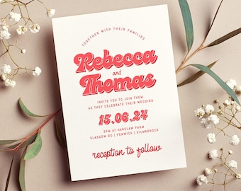 SIMPLE RETRO Wedding Invite Template Modern Wedding Editable RSVP Details Minimal Wedding Invite Suite Editable Invite Digital Download