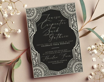 GOTHIC Wedding Invitation Template Editable Vintage Goth Wedding Invite Ornate Elegant Gothic Easy to Edit Template Wedding Digital Download