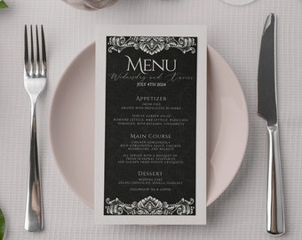 Gothic Vintage Wedding Menu Template Editable Halloween Wedding Print at Home Easy to Edit Digital Download Templett