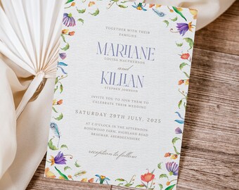 Botanical Wedding Invitation Template: Editable Floral Design (Digital Template)