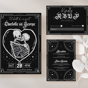 Halloween-Hochzeitseinladungsvorlage, Goth-Hochzeitseinladung, bis zum Tod Einladung, Hochzeit bearbeitbare druckbare, digitale Download