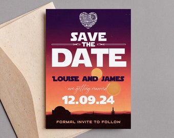 SCI FI Wedding Save the Date Template Binary Sunset Wedding Invitation Editable Template Download DIY Wedding Printable Digital Download