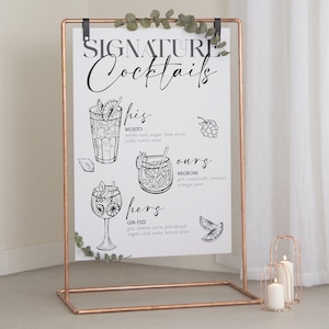 Signature Drinks Sign Template, Signature Cocktails Wedding Menu, His Hers Signature Drink Cocktails Sign, Editable Digital Download