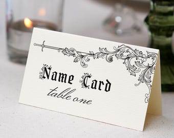 Gothic Wedding Place Card Template: Fantasy Food Table Label (Digital Download)